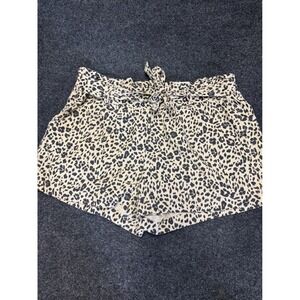 Jolt‎ Leopard Print Paperbag Waist Shorts Tan Black Animal Print Size Large